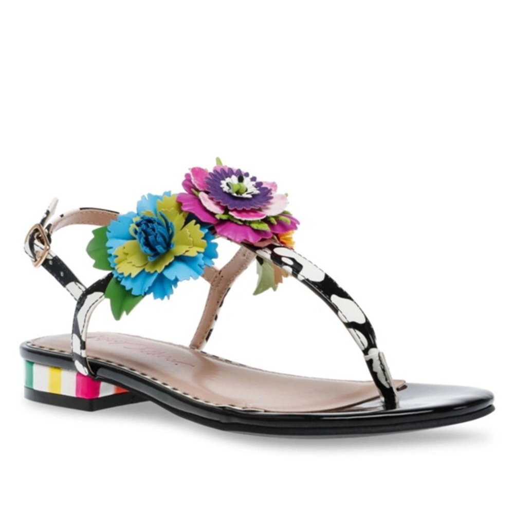New Betsey Johnson Angie Black Multicolor Sandals Womens 7.5
